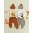 thumbnail image 3 of BemeyourBBs Baby Boy Thanksgiving Outfit Turkey Romper Pants and Hat 3 Pcs Set, 3 of 9