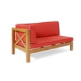 thumbnail image 2 of Benjara Juna Outdoor Left Arm Bench- Cross-Back Open Slat- Red- Acacia Wood, 2 of 5