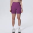 thumbnail image 3 of Ice Feel Breathable Friendly Tight High Waist Yoga Shorts For Running Workout Fitness Compression Wicking Seamless Lightweight Summer Stretch, S, Dark Purple, 3 of 8