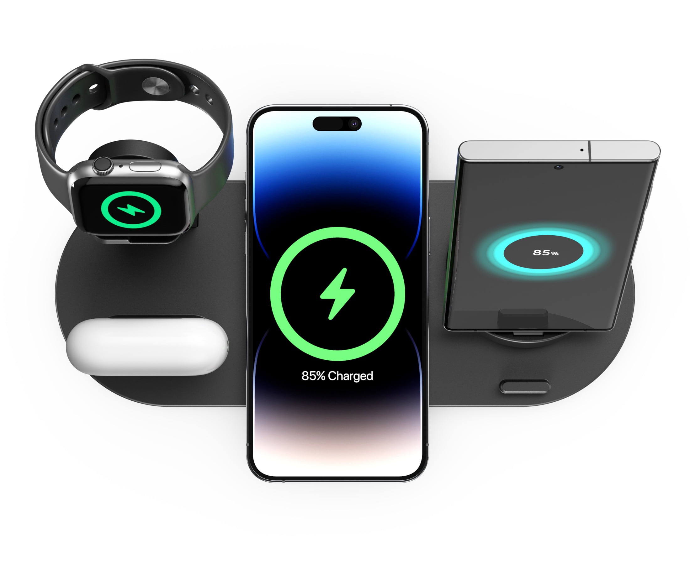 Egoelife Wireless Charger Mobile Phone Charging Station For Multiple Devices , Multi-in-one Charger, Fast Charging, Black