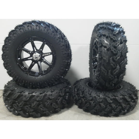 MSA Black Diesel 14" UTV Wheels 27" Reptile Tires Kawasaki Teryx Mule