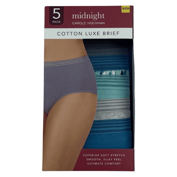 Carole Hochman Womens 5 Pack Midnight Cotton Luxe Briefs Size: M, Color: Turkish Tile