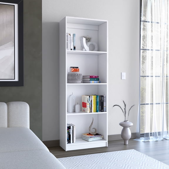 Vinton White Pine Bookcase: Spacious Tier-Shelving for Books & Decor