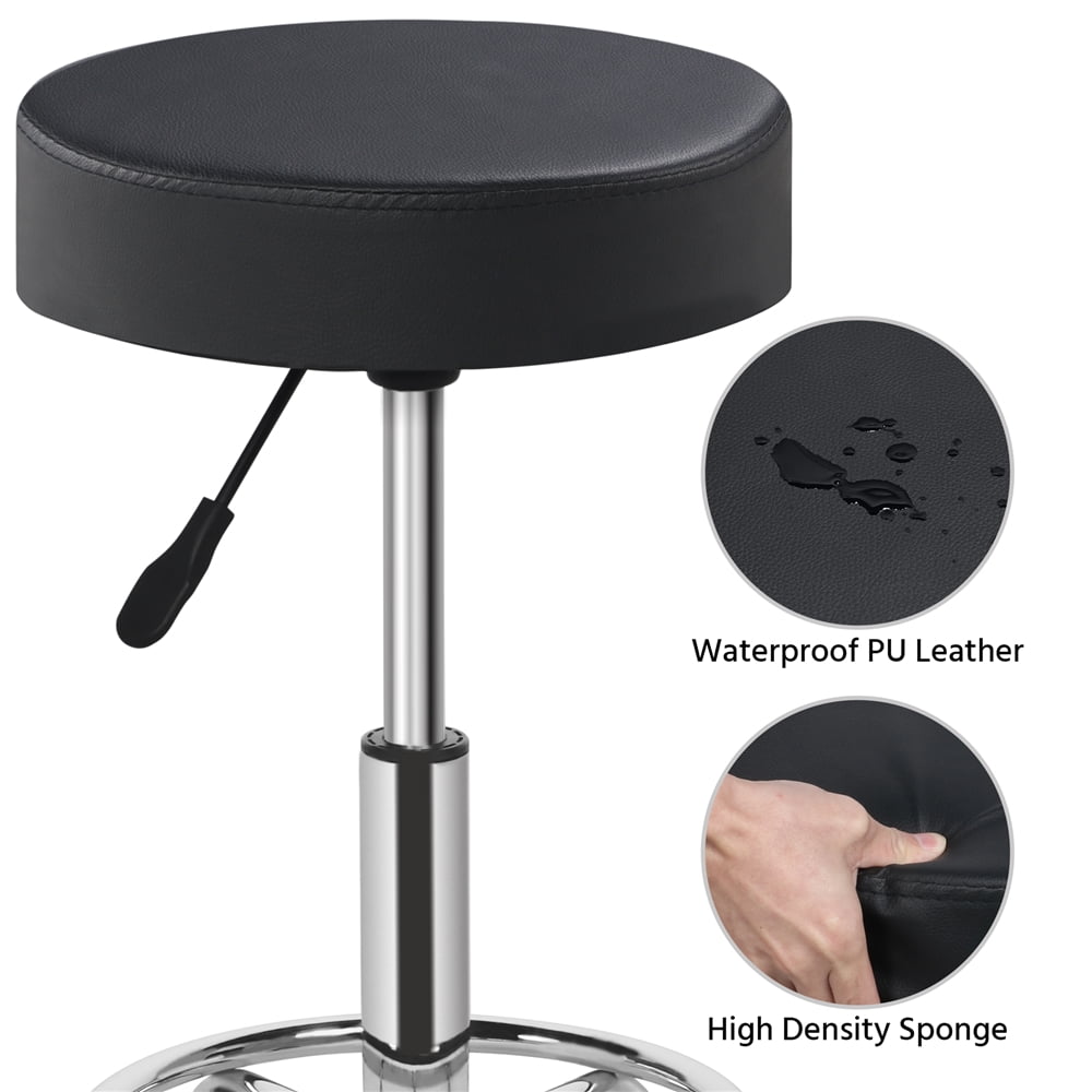 Black Yaheetech Swivel Stool Chair Height Adjustable Rolling Stool Multi-Purpose Round Chair for Lab Office Stool 