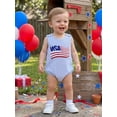thumbnail image 5 of BemeyourBBs Newborn Baby Boy Girl 4th of July Outfit Patriot Independent Day Clothes Summer Bubble Romper Sleeveless Stripes Embroidery USA Flag Fourth of July Bodysuit Overalls Playsuit Jumpsuit, 5 of 9