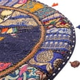 thumbnail image 3 of Stylo Culture Indian Round Throw Pillows For Couch Vintage Patchwork Floor Cushion Cover Dark Blue 28x28 Large Decorative Decor Seating Tuffet Seat Pouf Cover Footstool Cotton Embroidered 1 Pc, 3 of 4