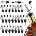 thumbnail image 1 of Boquilla vertedora de velocidad de 24 piezas con boquilla cónica y tapa Botella de licor de acero inoxidable Vertedor a prueba de fugas Boquilla de aceite de oliva Vinagre Vertedor de soja Boquilla ap, 1 of 10