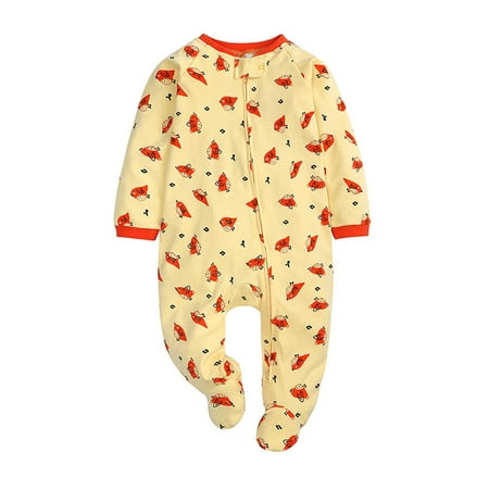 

FRSASU Kids Clothes Clearance Autumn Baby Kids Double Zipper Clothes Sleeping Pajamas Rompers Overalls