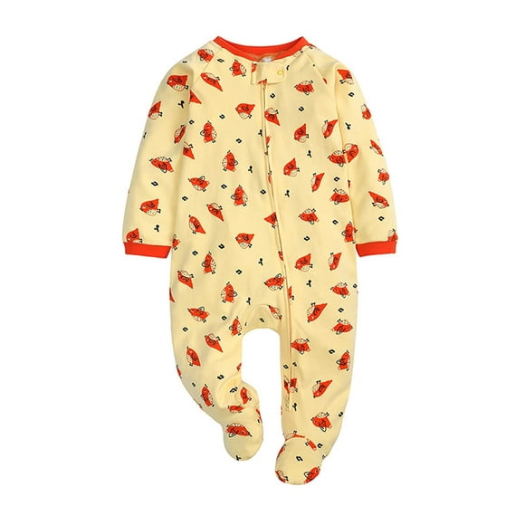 jovati Autumn Baby Kids Double Zipper Clothes Sleeping Pajamas Rompers Newborn Overalls