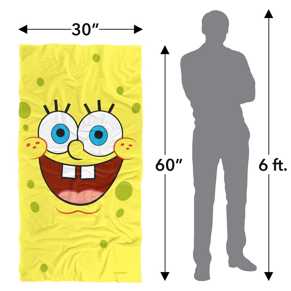Spongebob Beach Towel, 30"x60", Spongebob Goofy Smile Face