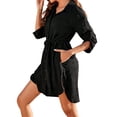 thumbnail image 4 of hirigin Women's Summer Swimwear Button Down Dress Shirt Solid Color Half Sleeve Lapel Loose Bikini Cover-Up with Drawstring, 4 of 6