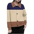 thumbnail image 2 of Goodtrade8 Coats for Women Color Block Button Outerwear Lightweight Casual Collared Long Sleeve Women's Tops, 2 of 5