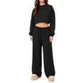 thumbnail image 5 of Wide Leg Sweatpants Women High Waisted Fleece Lined Sweatpants Drawstring Baggy Sweatpant Trendy Workout Joggers Black M, 5 of 6