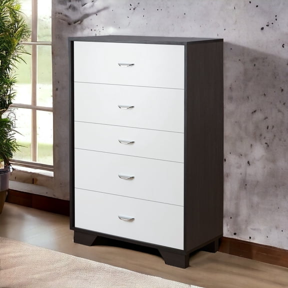 Newboti Furniture White and Espresso 5-Drawer Chest BN.5887