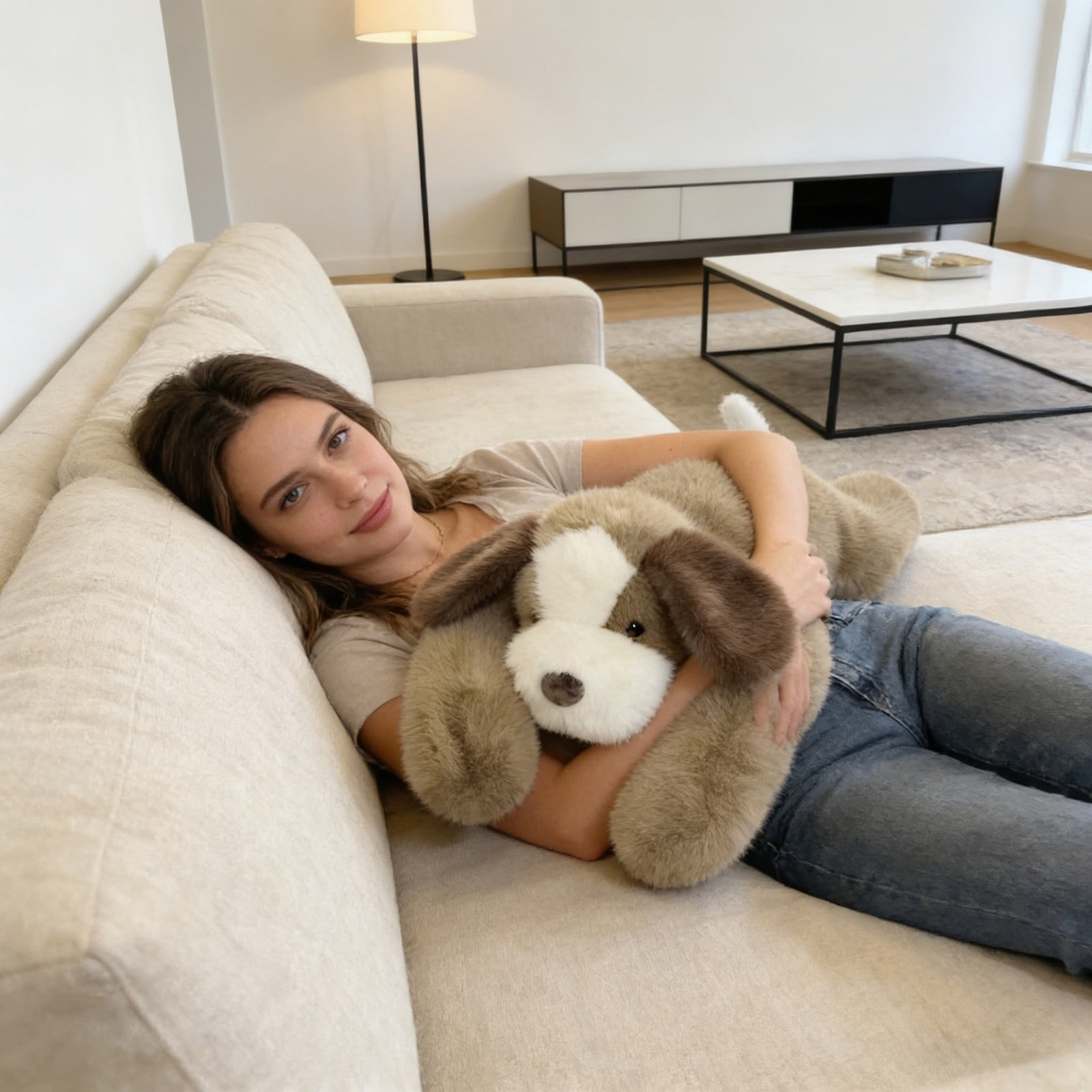 Furry Animal-Shaped Back Cushion Anxiety And Sleep Assistance Soft Pressure And Comfort