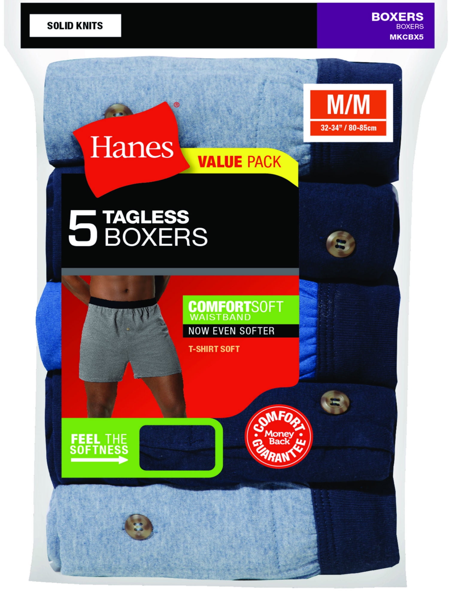 TAGLESS ComfortSoft Knit Boxers with ComfortSoft Waistband 5-Pack