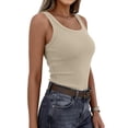 thumbnail image 5 of Summer Womens Tank Tops 2026 Scoop Neck Slim Fitted Sleeveless Shirts for Women Ribbed Basic Top,Beige XXL, 5 of 8