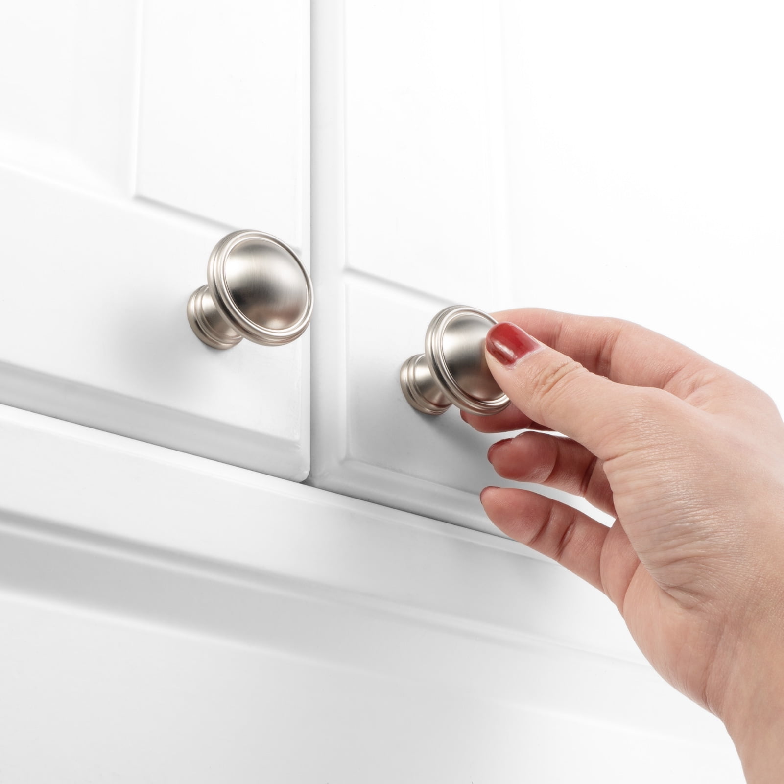 KOOFIZO 10 Pack Classical Cabinet Knob - Brushed Nickel Pull Handle (Dia.32mm / 1.26 Inch)