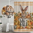 thumbnail image 5 of Thanksgiving Rabbit Shower Curtain, Waterproof Shower Curtains for Bathroom, Fall Pumpkin Sunflower Retro Orange Plaid Washable Fabric Bathtub Curtain Set Bath Decor with 12 Hooks Standard 72"x72", 5 of 8