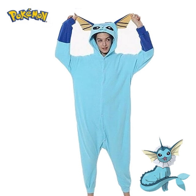 Vaporeon Onesie para adultos, disfraz de Pokemon para Halloween, pijamas Kigurumi de una pieza para hombres y mujeres, Pijama de cuerpo completo de Navidad