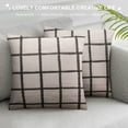 thumbnail image 3 of COMIO  Plaid Throw Pillow Covers Modern Farmhouse Decorative Square Pillow Case for Sofa Couch Bed Beige, 3 of 5