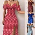 thumbnail image 6 of Yokua Casual Print Summer Dress Off Shoulder Sundress Sexy Spaghetti Strap V-Neck, 6 of 14
