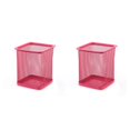 thumbnail image 3 of Methold Portalápices de malla metálica, contenedor de brochas de maquillaje de borde liso, organizador de papelería de escritorio Caddy, Cuadrado/Rojo rosa 2piezas, 3 of 6