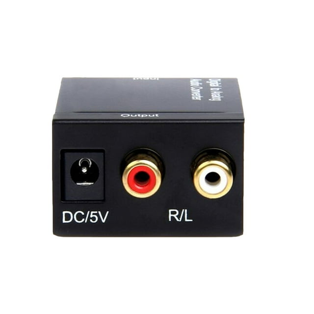 Digital Signal to Analog Signal Audio Converter Audio Switch Box with USB Power Supply Cable and Optical Fiber Cable Black