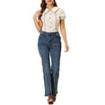 thumbnail image 2 of INSPIRE CHIC Women's Floral Peter Pan Collar Blouse Top White Red M, 2 of 5