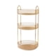 thumbnail image 1 of Soporte para brochas de maquillaje, especiero, organizador portátil giratorio de 3 niveles para el cuidado de la piel, frutero para escritorio, mesa, oro, 1 of 9
