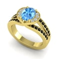 thumbnail image 2 of Diamond-Capitals 2.35 Carat Sparkle Oval Cut Blue Topaz & Black Onyx Gemstone Proposal Ring for Ladies Solid 14K Yellow Gold Size 8.5, 2 of 8