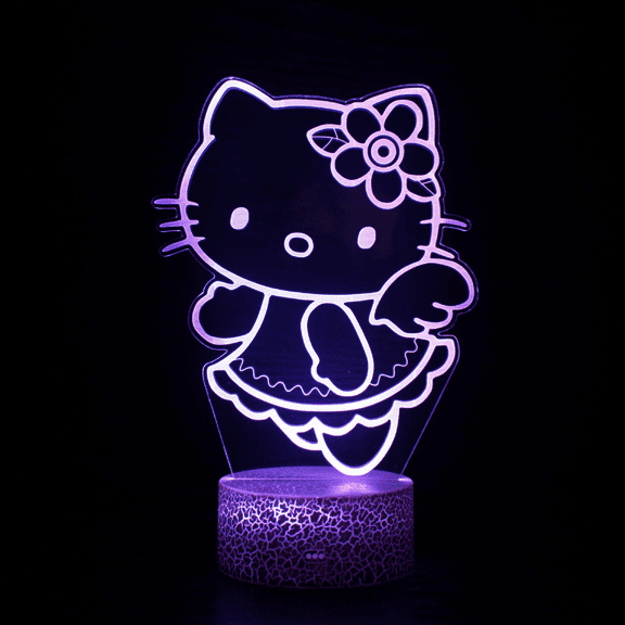 DONNGZAE 3D Night Light for Kids, Hello Kitty 3D Illusion Lamp with Remote & Smart Touch 16 Changeable Colors for Children's Room Decoration Christmas Birthday Gift SLO526-0029