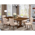 thumbnail image 2 of Pemberly Row Contemporary 7-piece Wood Dining Set in Walnut/Tan, 2 of 6