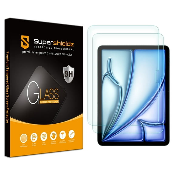 (2 Pack) Supershieldz Designed for iPad Air 11 inch (M3/M2, 2025/2024) Screen Protector, (Tempered Glass) Anti Scratch, Bubble Free