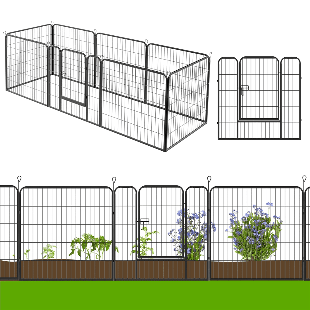 Yaheetech 31.5inch 12 Panel Portable Pet Playpen Dog Exercise Fence,Black