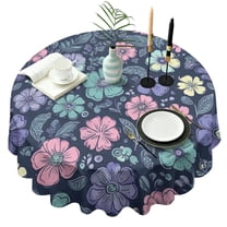 Pioneer Flower Floral Print Pattern Round Tablecloth 60"x60",Wrinkle Wipeable Table Cloth for Kitchen Dining Room Picnic Patio Party