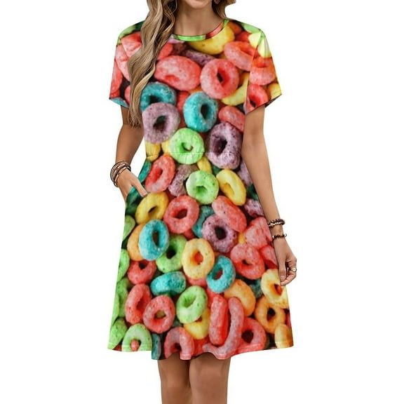 Fruit Loops Women's Dress Short Sleeve Summer Sundress Summer Women Clothes