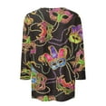 thumbnail image 4 of Shirts for Mardi Gras Women 3/4 Sleeve Outfit, Crewneck Sequin Graphic Tee Party Costume Top, 4 of 5