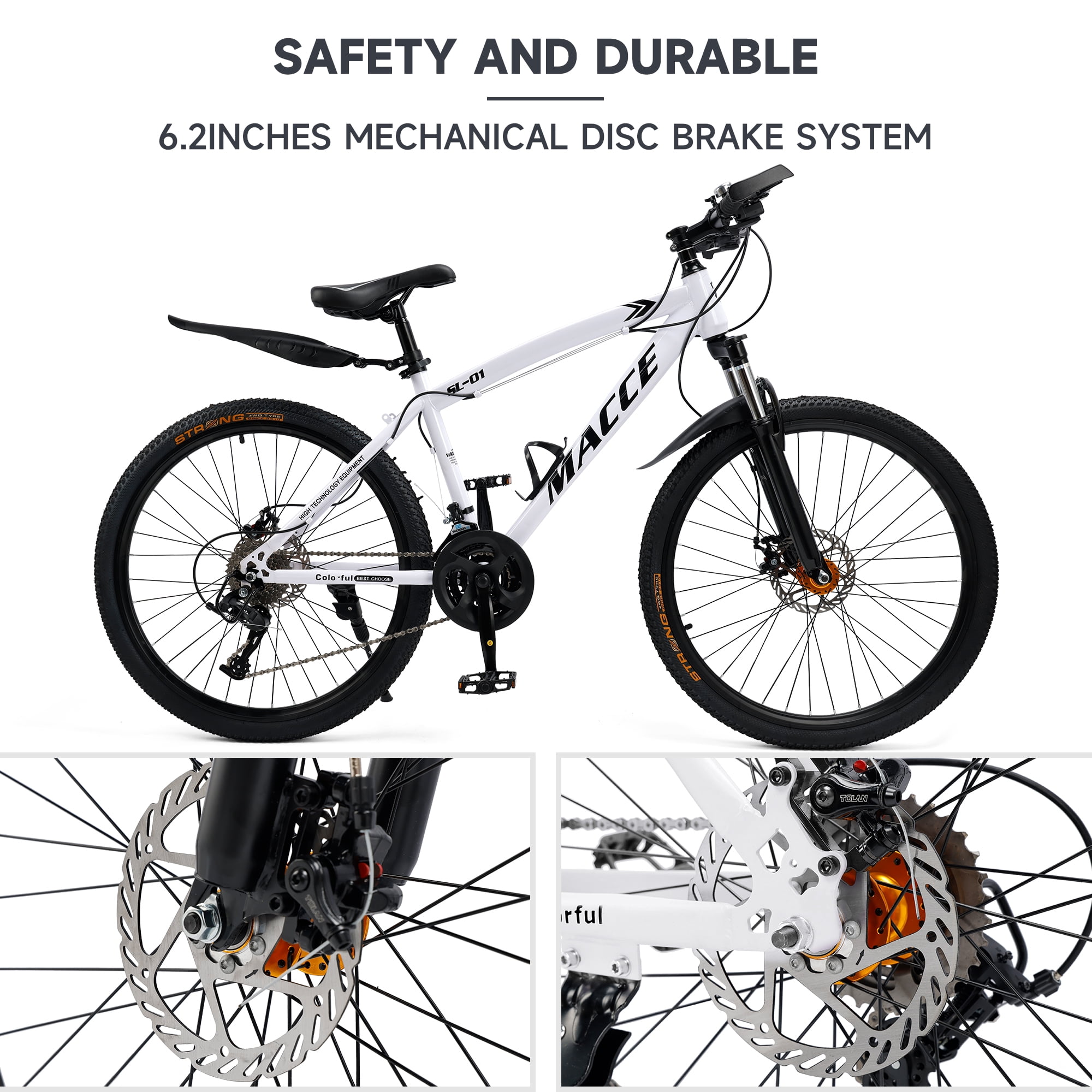 26/27.5 inch Mountain Hardtail Mountain Bike for Men/Women, 27 Speed Twist Shifting, Front Suspension, Comfort Saddle, Purple/Black/White