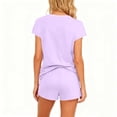 thumbnail image 6 of FRSASU Women's 2 Piece Outfits Casual Short Sleeve Pullover Tops and Drawstring Shorts Pants Lounge Sets Purple, 6 of 7