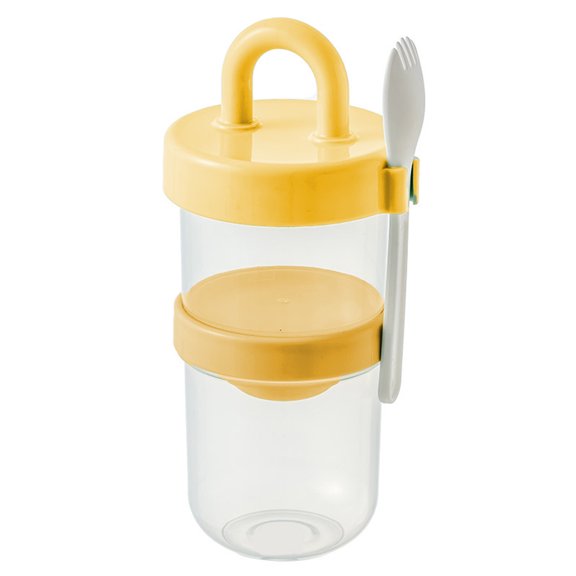 Salad Container for Lunch, Portable Travel Salad, Bowl with Lid Leak Proof Layered Design, for Light Food Lovers and Office Workers (Yellow)