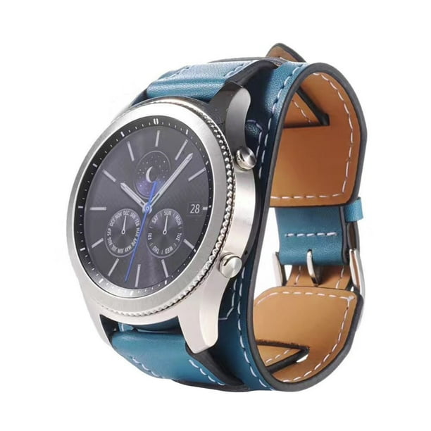 Flmtop 2PCS Replacement Genuine Leather Watch Band Bracelet for Samsung Gear S3 Frontier