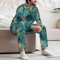 thumbnail image 7 of Susaid Tropical Leaves Print Men's Long Sleeve Pajama Set, Two-Piece Button-Down Loungewear PJs Set, Comfortable Sleepwear for Relaxation-Medium, 7 of 7