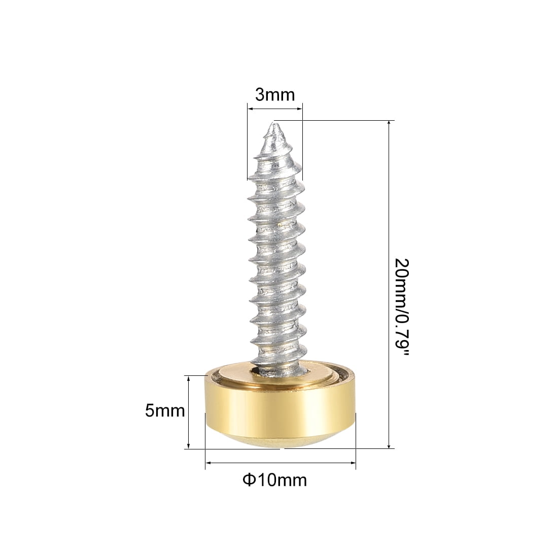 Unique Bargains Mirror Screw Deco Cap Cover Nail with Finish 10mm