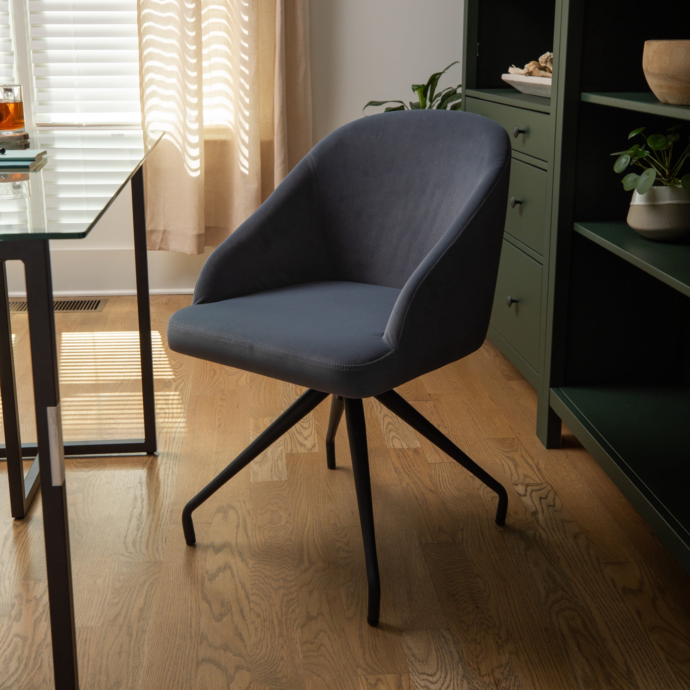 Martha Stewart Sora Upholstered Stationary Office Chair in Gray/Oil Rubbed Bronze