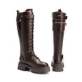 thumbnail image 5 of DREAM PAIRS Women's Combat Riding Platform Knee High Boots, Lace Up Fall Lug Sole Gothic Motorcycle Boots with Inside Zipper, 5 of 9