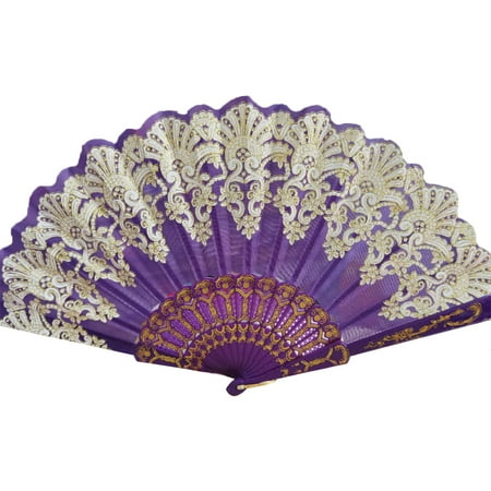 

Limei Hand Fan Stage Performance Decoration Hot Stamping Unique Dance Retro Folding Hand Fan