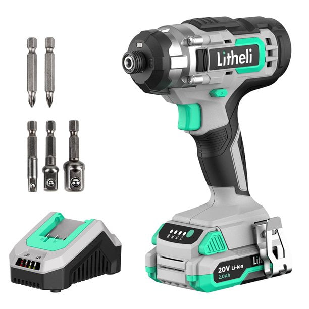 Litheli 1/2'' Cordless Electric Impact Wrench 20v with 2.0 Ah Battery & Charger 