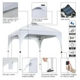 thumbnail image 5 of WDZS 10x10ft Pop-Up Canopy Tent with 17 Solar LED Lights, Outdoor Garden Gazebo, Ez Set-up Instant Sun Shelter Tent w/Wheeled Bag, 4 Sandbags, Ropes & 12 Stakes for Parties, Beach, Camping, White, 5 of 9