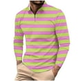 thumbnail image 2 of Handshe Men's Long Sleeve Shirts, Striped Print Zip-Front Casual Top, Active Wear Outdoor Sports Apparel for Men, 2 of 8